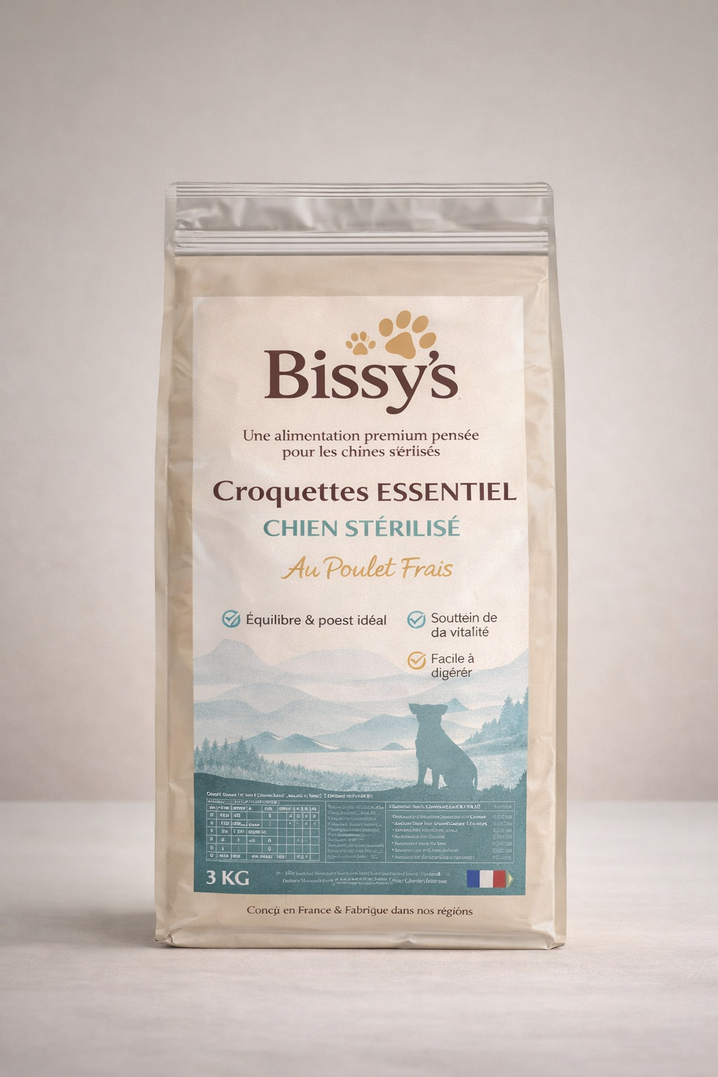 Croquettes ESSENTIEL – Chien stérilisé ou sédentaire – Poulet frais